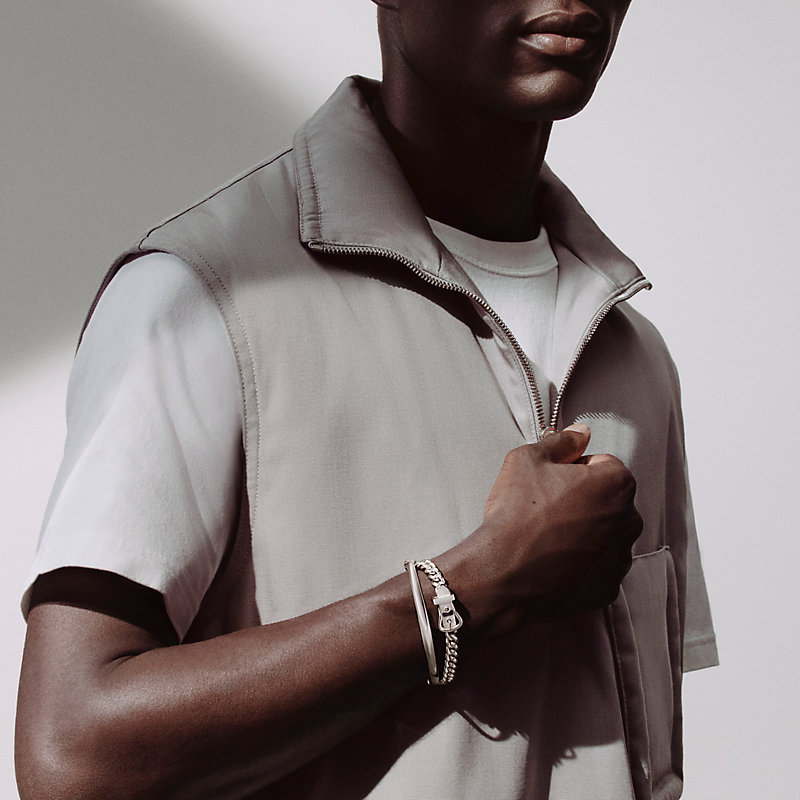 Boucle Sellier Inflexible bracelet, small model - Silver | Hermès USA